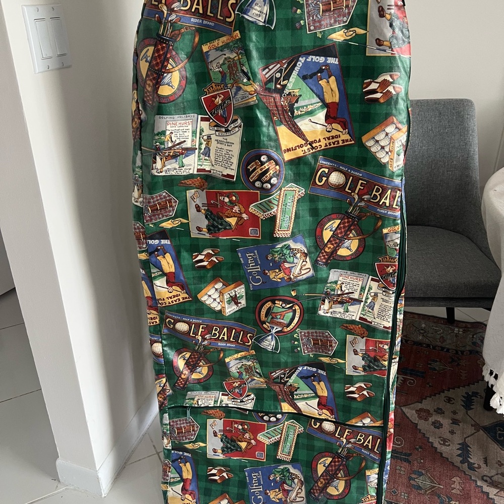 VINTAGE GOLF THEMED GARMENT Bag RARE Travel Suit Bright Colors